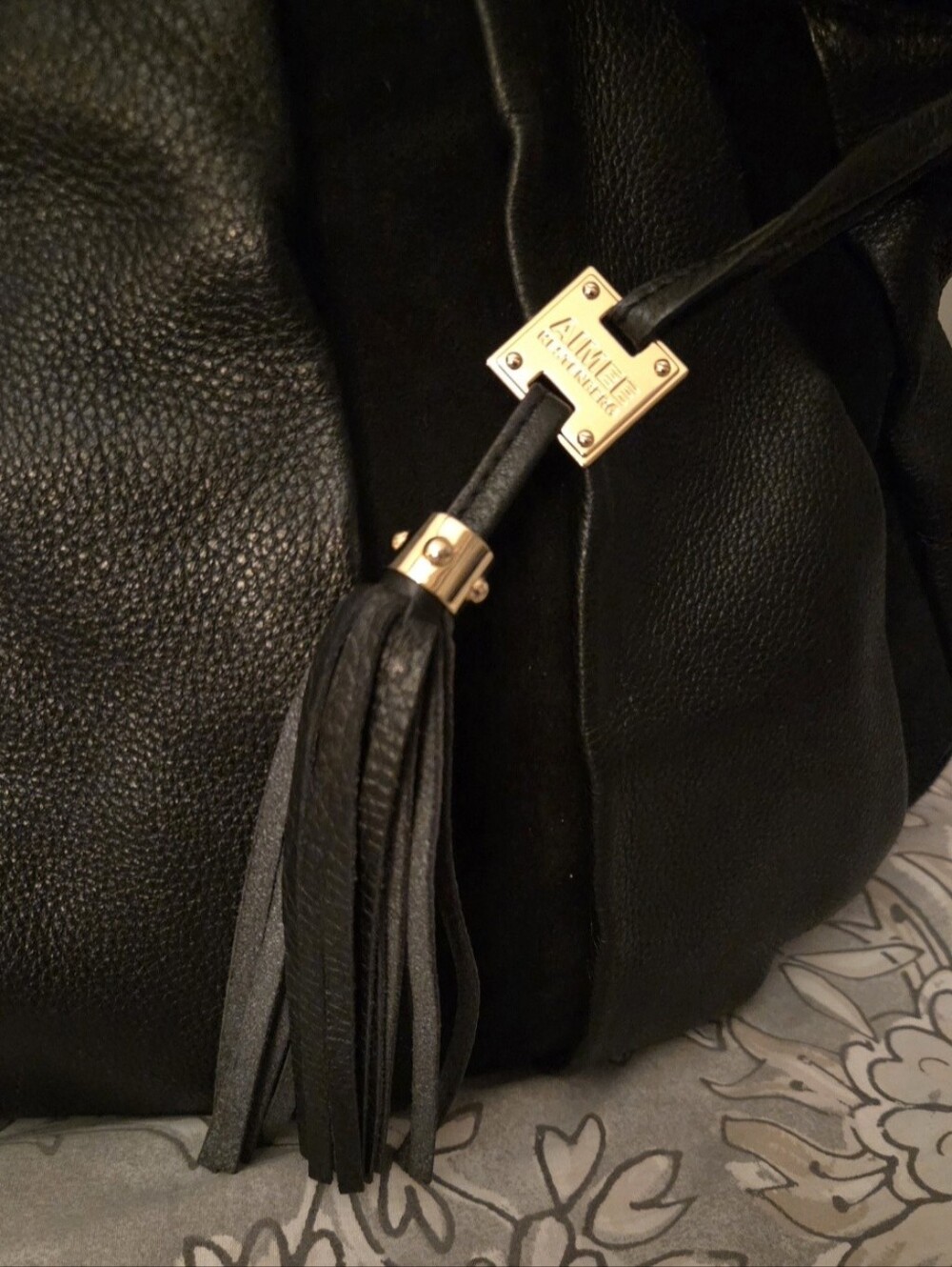 Aimee Kestenberg  Black Leather And Suede Tuscany Hobo Shoulder Bag with Tassels - Picture 3 of 13